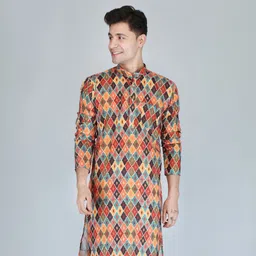 fubar Men Printed Cotton Blend Straight Kurta image 1