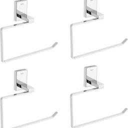 dlii Square Towel Ring – Durable Hand Towel & Washcloths (Set of 4) Silver Towel Holder image 1