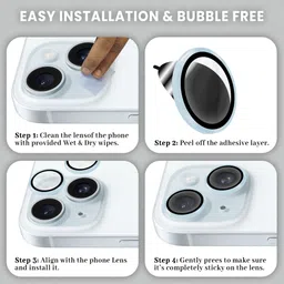 ArmourPro Back Camera Lens Ring Guard Protector for iPhone 15, iPhone 15 Plus, Seria Blue Frame of Camera Rings image 4