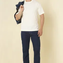 allen solly Men Regular Mid Rise Dark Blue Jeans image 2