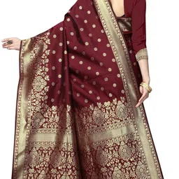 shoppershopee Woven Kanjivaram Silk Blend, Art Silk Saree image 2