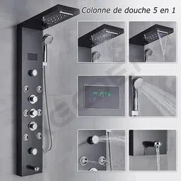 FOURVIEW 304 Grade Stainless Steel Shower Panel 6-in-1 Wall-Mount Shower Tower System with Display LED Rainfall, Waterfall, Body Jets & Handheld Shower Ask ChatGPT image 2