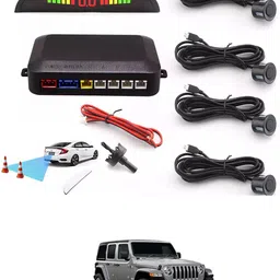 rkpsp Car Universal Black 4 Ultrasonic Reverse Parking Sensor-306 4 Parking Sensors, Compact Screen Distance Display with Sound Warning Parking Sensor image 1