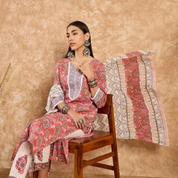 d k w Self Design Kurta, Trouser/Pant & Dupatta Set image 4