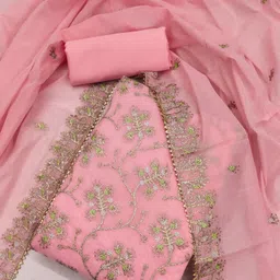 divastri Unstitched Silk Blend Salwar Suit Material Embroidered image 3