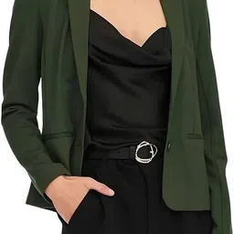 rocksy Women Solid Single Breasted Casual Blazer image 1