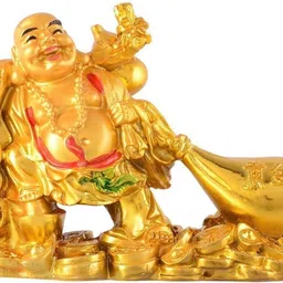 dcreations Golden Laughing Buddha With Potli Decorative Showpiece - 10.16 cm image 2
