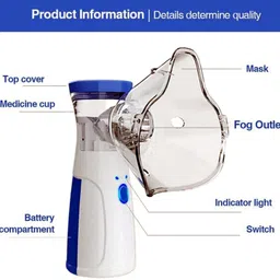 velmi Rechargeable Mesh Nebulizer | Quiet Steam Vaporizer for Cold, Cough & Asthma Mini Facial Steamer image 3