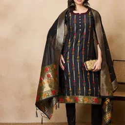 tasrika Women Chanderi Kurta Pant Dupatta Set image 4