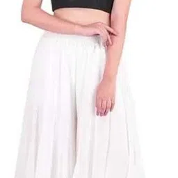 kicha Women Flared White Georgette Trousers-picture-13