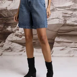 tokyo talkies Solid Women Blue Regular Shorts image 4