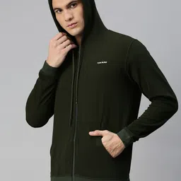 tom burg Men Full Sleeve Solid Hooded Sweatshirt image 3