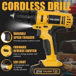 qxore 2 Batteries 21V Cordless Drill with High-Performance 21V Li-ion 1.3Ah Battery Compact Drill Tool Set Rotary Hammer Drill image 4