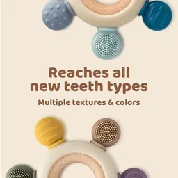 k2j Baby Teething Toys Silicone Teethers BPA Free Silicone Rudderwith Wooden Teether Teether image 2