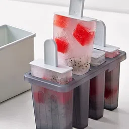 wolpin 4 In 1 Ice Cream Moulds Popsicle Stick Ice Cream Maker Box Homemade Kulfi Candy White Plastic Ice Cube Tray image 4