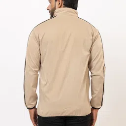 HANABY Men's Polyester Zipper Mock Collar Windcheater Solid Men Wind Cheater image 2