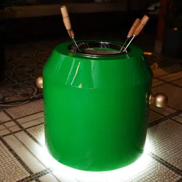 Haus of Bars by Speedx - Electric Tandur with 4 Skewers | Home Cooking Tandoor Crafted with a Blend of Clay & Metal, (20x20x20) Inches, Cylindrical (Mint Green) image 4