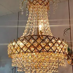 orab Crystal Gold polish metal 300mm chandelier hanging ceiling pendant jhoomer Chandelier Ceiling Lamp-picture-22