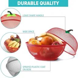 chifica Apple Shape Net Fruits Basket For Kitchen Steel Fruit & Vegetable Basket image 4