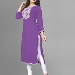 patbro Women Embroidered Viscose Rayon A-line Kurta image 5