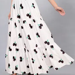 aditienterptise Women Floral Print Flared White Skirt-picture-25