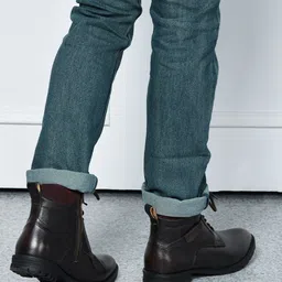 kicksfire Genuine full Grain leather Casual Combat Zipper Biker Winter Stylish Outdoor Boots For Men image 4