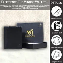 minoor Men Casual, Ethnic, Evening/Party, Formal, Trendy Black Genuine Leather RFID Wallet image 4