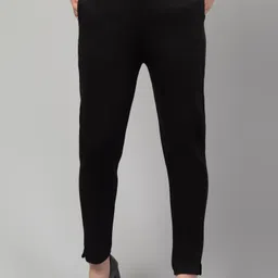 style access Women Regular Fit Black Wool Trousers image 1