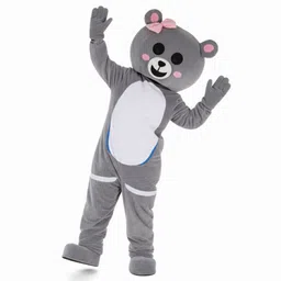 GLOBAL HALLOWEEN MASCOT Grey Teddy Bear Mascot Costume Elders Halloween Costume-picture-40