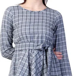 god bless Casual Regular Sleeves Checkered Women Grey Top-picture-26