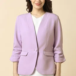 allen solly Women Solid Single Breasted Formal Blazer-picture-36