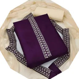 neel enterprises Unstitched Cotton Blend Salwar Suit Material Embroidered-picture-42