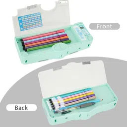 manaki enterprise (Green Dinosaour) Multifunctional School Pencil Box With Calculator Cute Cartoon Art Plastic Pencil Box image 4