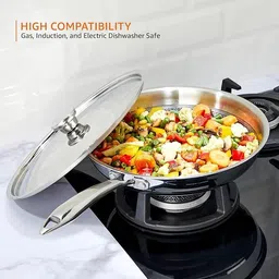 aramex Non-Stick Triply Stainless Fry Pan 26 cm diameter with Lid 1.7 L capacity image 5