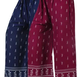 areeba collection Pack of 2 Women Relaxed Blue, Maroon Viscose Rayon Trousers-picture-10