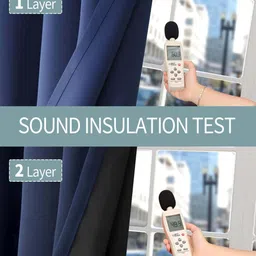 bfam Solid (Pack of 2) 5 Ft Blackout Eyelet Polyester Window Curtain ( Navy Blu) image 5