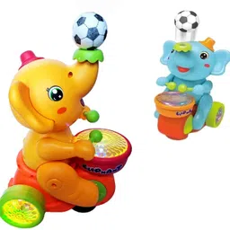 mitti castle Musical Walking Elephant Drummer Toy with Flashing Light & Sound Toy image 3
