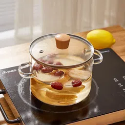 funkyfinds Glass cooking pot with lid Can Safely Cooking Any Food You Like Sauce Pan 15 cm diameter with Lid 1200 L capacity image 4