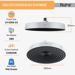 ruhe Helios Rain Flow Adjustable Overhead Shower | Anti-Clog Silicon Nozzled | Fixed Mount image 2