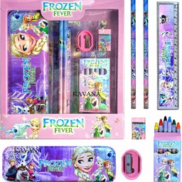 kavana Pencil Box Set for School,Stationery set for Girls Geomatry Box Gift Set for Kid Kids Return Gift Set,Metal Pencil Box,School Stationery Sets Unicorn Frozen Art Metal Pencil Box-picture-18