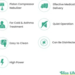 BLISS LIFE N1 LOW NOISE COMPRESSOR NEBULIZER MACHINE WITH CHILD AND ADULT KIT Nebulizer image 4