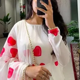 nari dream Printed Georgette Stitched Flared/A-line Gown image 5