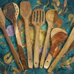 asenterprisesr Set of 7 Natural Wooden Cooking Spoons: Handcrafted, Non-Stick, & Versatile Wooden Serving Spoon Set-picture-33