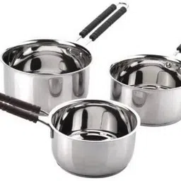 Stainless Steel Sauce Pan Milk Boiler Cookware with Handle 2, 1.5 &1 liter F Bowl Serving Set-image-5
