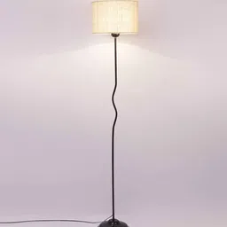 new era Basic Iron Floor Lamp with Jute Shade (Black & White) image 4