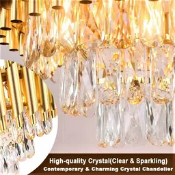 ISHANI Premium Crystal 500 mm jhoomer Chandelier Ceiling Lamp (Golden) Chandelier Ceiling Lamp image 4