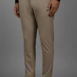 louis philippe ath.work Men Comfort Fit Beige Polyester Trousers image 4