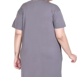 in love Women Printed Round Neck Cotton Blend Grey T-Shirt image 4