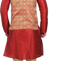 sadree Men Pure Silk Kurta Pyjama Ethnic Jacket Set image 2