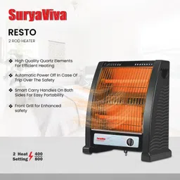 suryaviva 2 Rod Heater Resto 400/800-Watt Combo (Pack of 2) Quartz Room Heater image 4